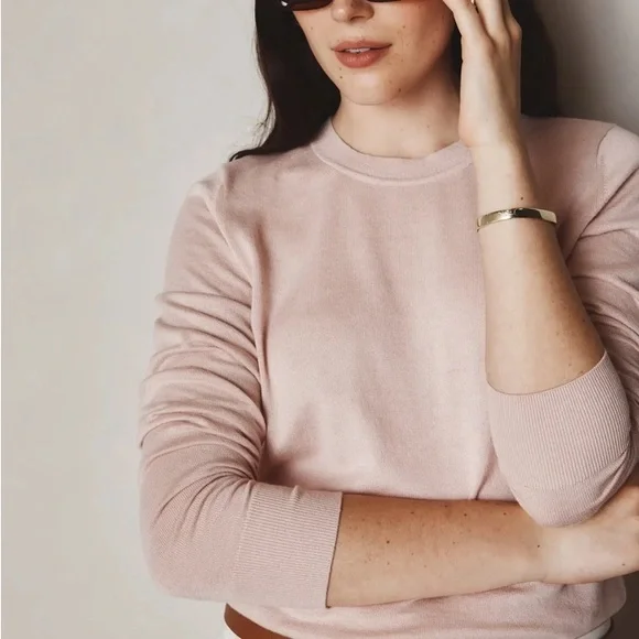 Quince Lightweight Organic Cotton Cashmere Crew Neck Sweater Medium - Picture 2 of 9